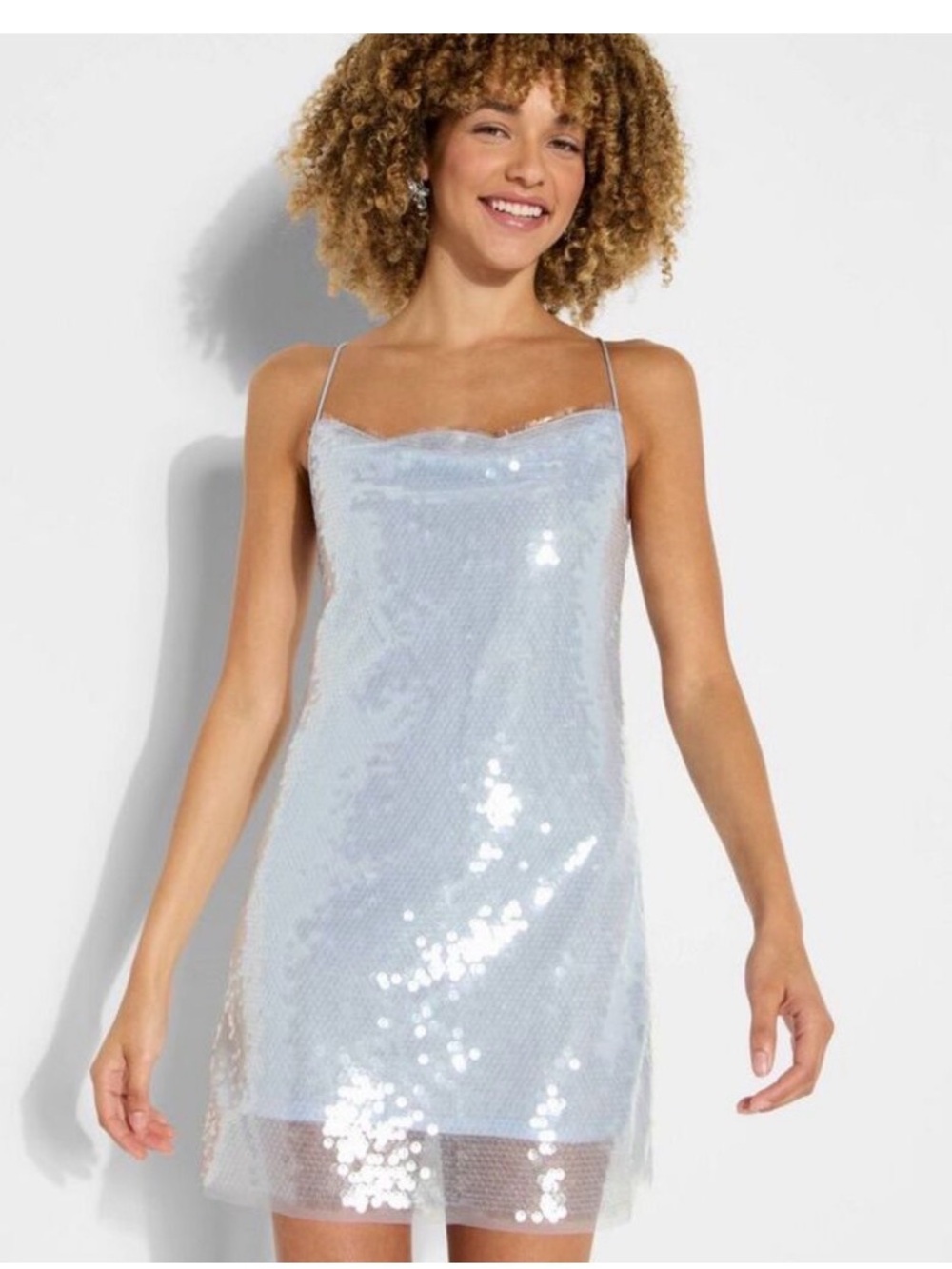NWT Wild fable Light Blue Sequin Slip Mini Dress XXL